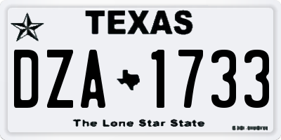 TX license plate DZA1733
