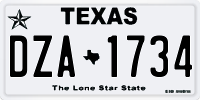 TX license plate DZA1734