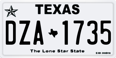 TX license plate DZA1735