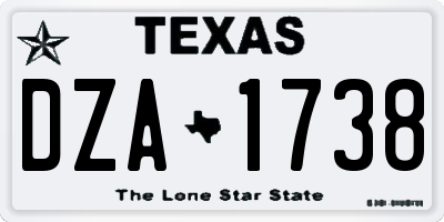 TX license plate DZA1738