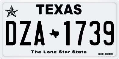 TX license plate DZA1739
