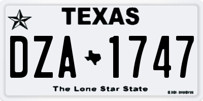 TX license plate DZA1747