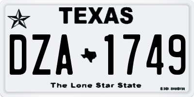 TX license plate DZA1749