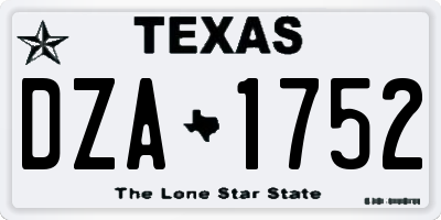 TX license plate DZA1752