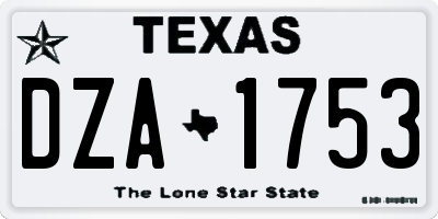 TX license plate DZA1753