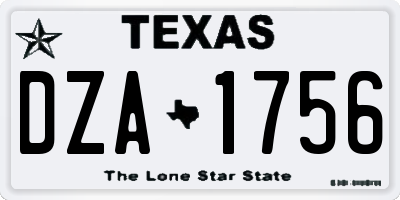 TX license plate DZA1756