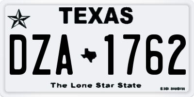 TX license plate DZA1762