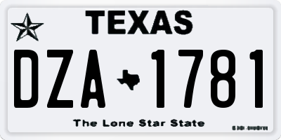 TX license plate DZA1781