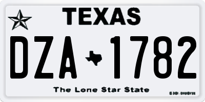 TX license plate DZA1782