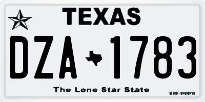 TX license plate DZA1783