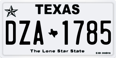 TX license plate DZA1785