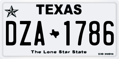 TX license plate DZA1786