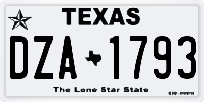 TX license plate DZA1793