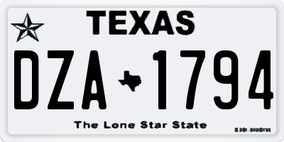 TX license plate DZA1794