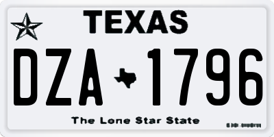 TX license plate DZA1796