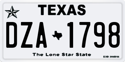 TX license plate DZA1798