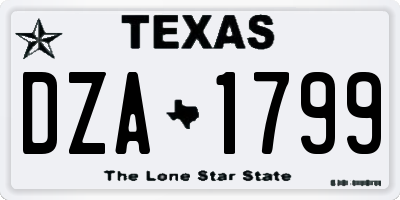 TX license plate DZA1799