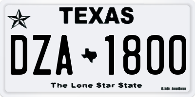 TX license plate DZA1800