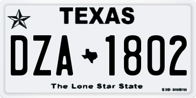 TX license plate DZA1802