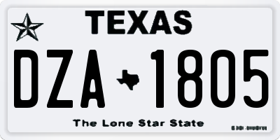 TX license plate DZA1805