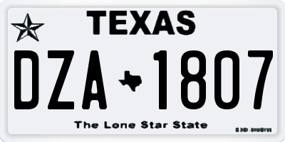 TX license plate DZA1807