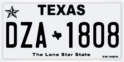TX license plate DZA1808