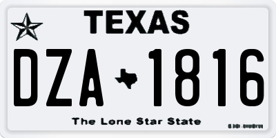 TX license plate DZA1816
