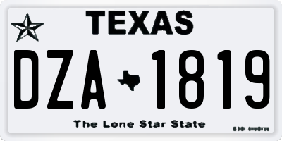 TX license plate DZA1819