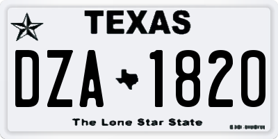 TX license plate DZA1820