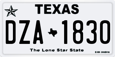 TX license plate DZA1830