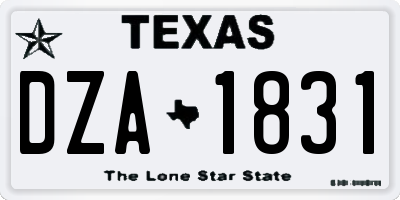TX license plate DZA1831