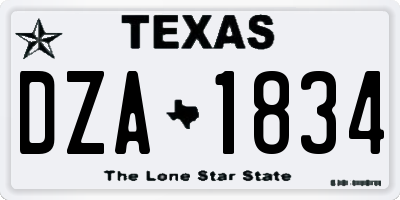 TX license plate DZA1834