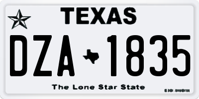 TX license plate DZA1835