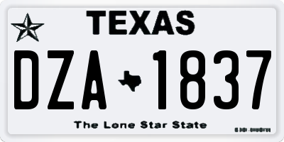 TX license plate DZA1837
