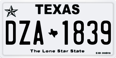 TX license plate DZA1839