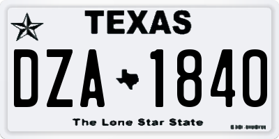 TX license plate DZA1840
