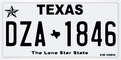 TX license plate DZA1846