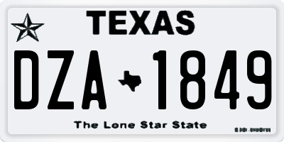 TX license plate DZA1849