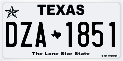 TX license plate DZA1851