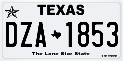 TX license plate DZA1853