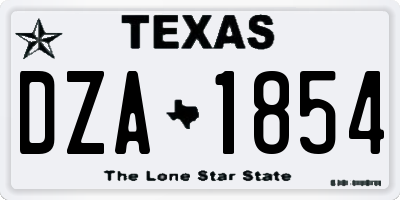 TX license plate DZA1854