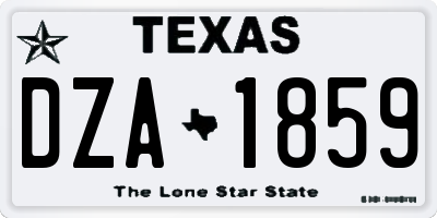 TX license plate DZA1859