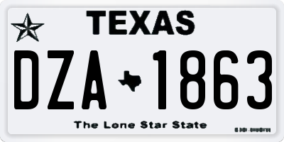 TX license plate DZA1863