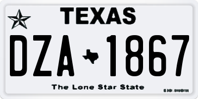 TX license plate DZA1867