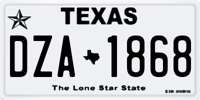TX license plate DZA1868