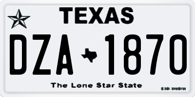 TX license plate DZA1870