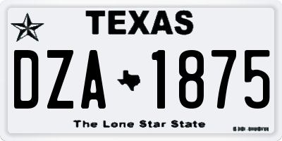 TX license plate DZA1875