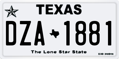 TX license plate DZA1881