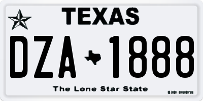 TX license plate DZA1888