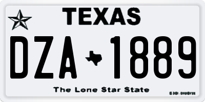 TX license plate DZA1889